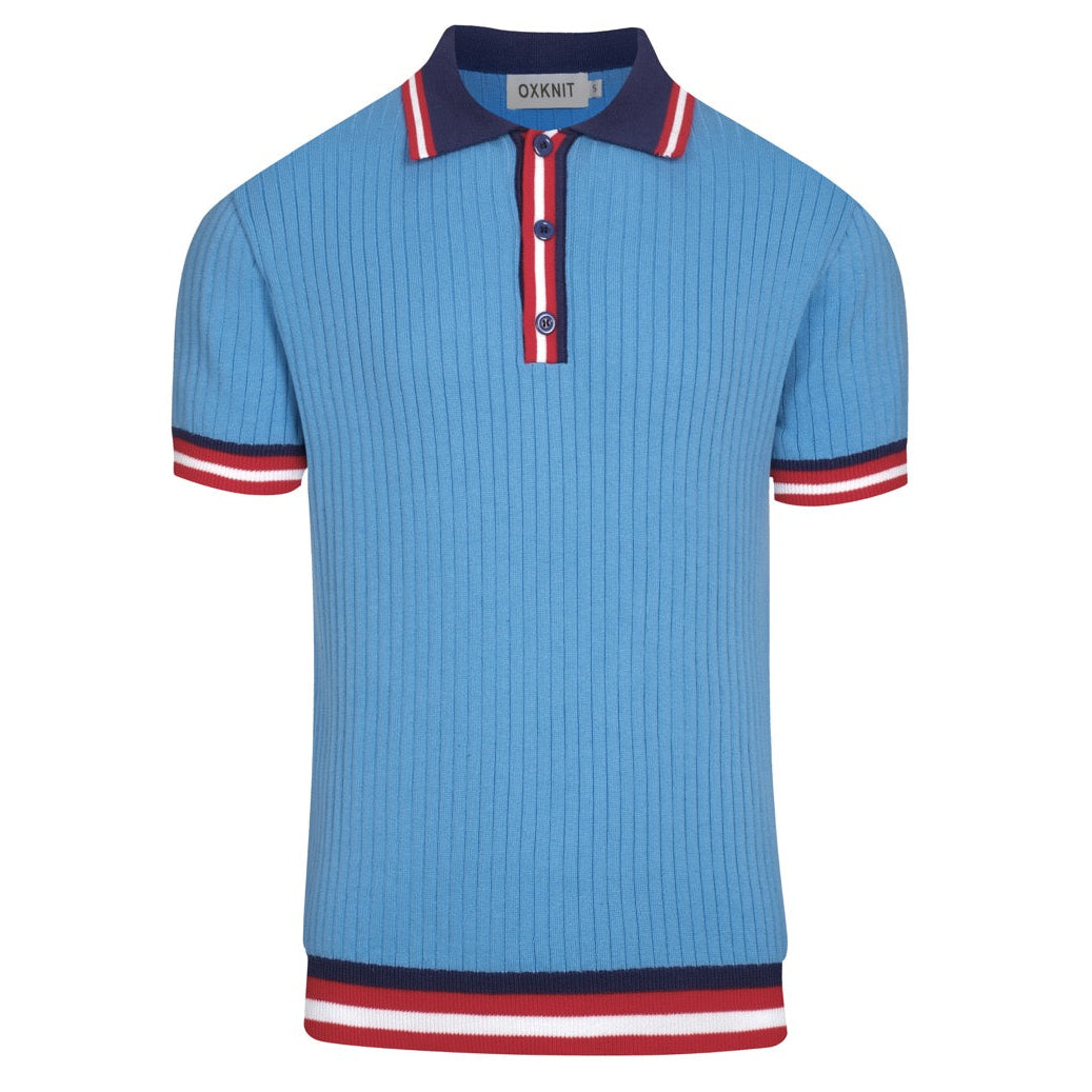 Pull en tricot vintage bleu pour homme, style années 60