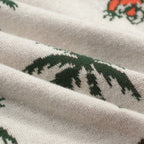 Cardigan en tricot vert pour homme avec motif d'arbre à coco et animaux