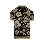 Cardigan vintage noir à motifs floraux en jacquard pour homme