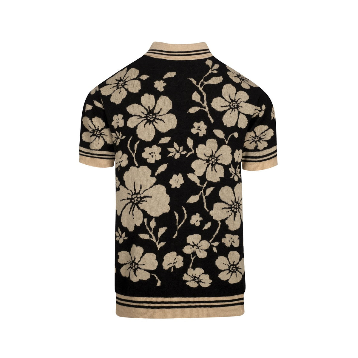 Cardigan vintage noir à motifs floraux en jacquard pour homme