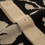 Cardigan vintage noir à motifs floraux en jacquard pour homme