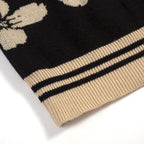 Cardigan vintage noir à motifs floraux en jacquard pour homme