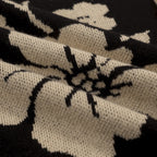 Cardigan vintage noir à motifs floraux en jacquard pour homme