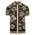 Cardigan vintage noir à motifs floraux en jacquard pour homme