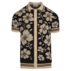 Cardigan vintage noir à motifs floraux en jacquard pour homme