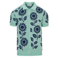 Cardigan vintage à fleurs en maille jacquard vert menthe clair pour homme