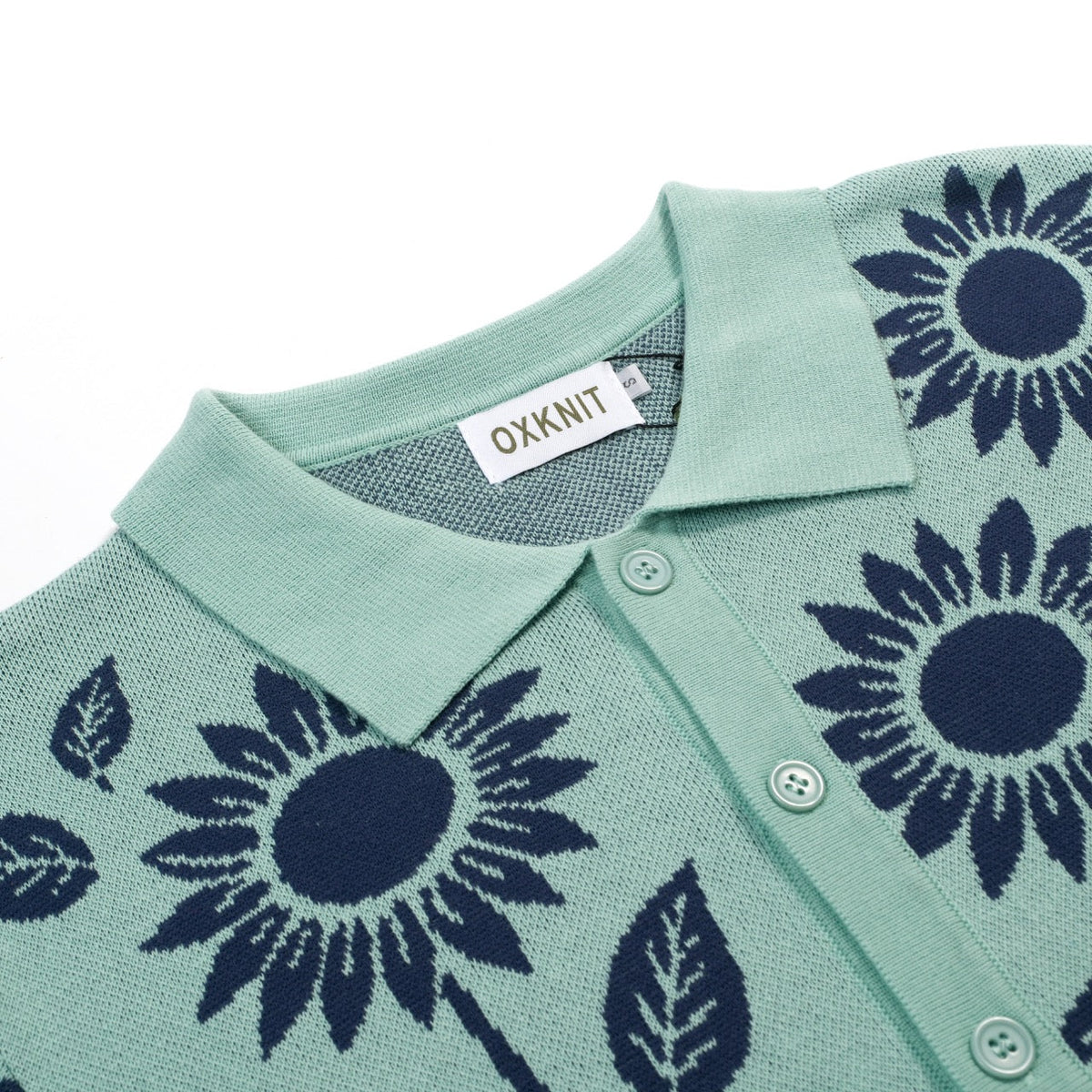 Cardigan vintage à fleurs en maille jacquard vert menthe clair pour homme