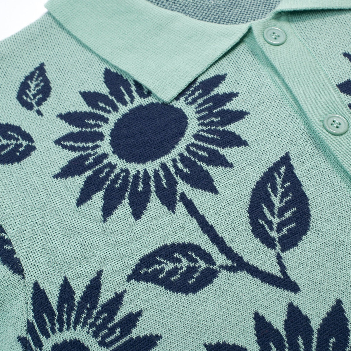 Cardigan vintage à fleurs en maille jacquard vert menthe clair pour homme