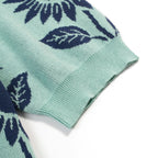 Cardigan vintage à fleurs en maille jacquard vert menthe clair pour homme