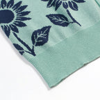 Cardigan vintage à fleurs en maille jacquard vert menthe clair pour homme