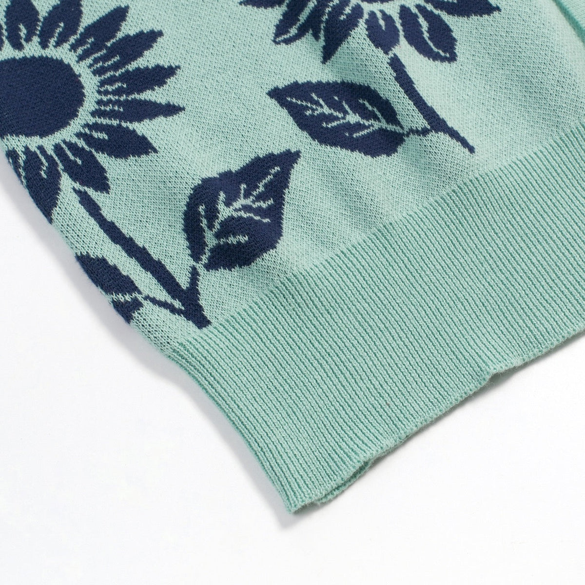 Cardigan vintage à fleurs en maille jacquard vert menthe clair pour homme