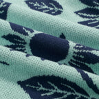 Cardigan vintage à fleurs en maille jacquard vert menthe clair pour homme