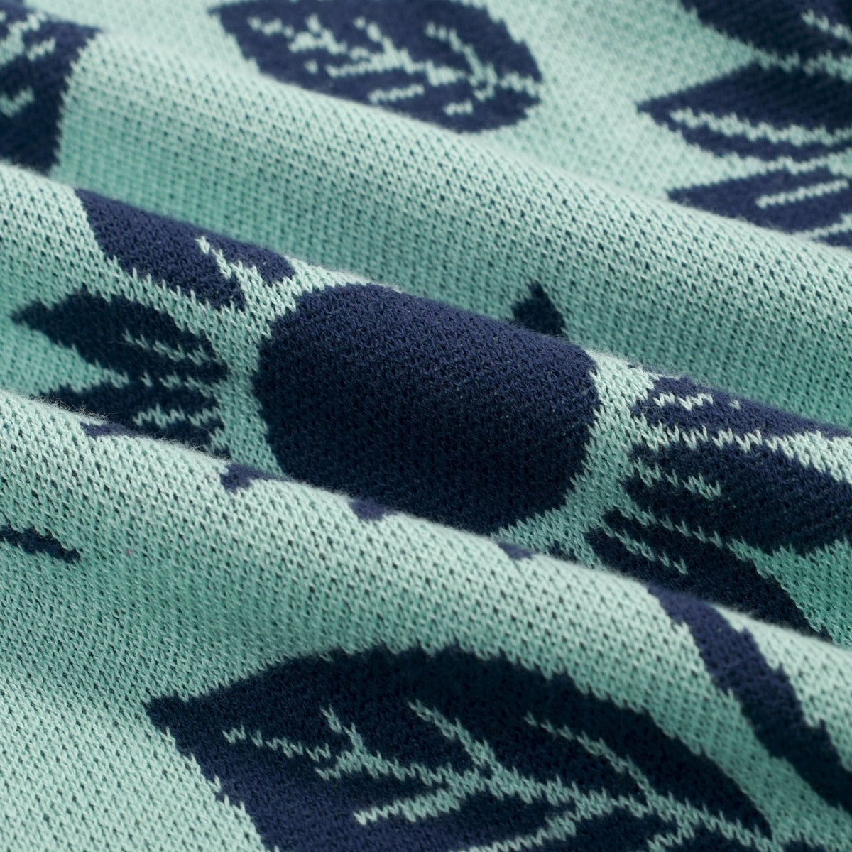 Cardigan vintage à fleurs en maille jacquard vert menthe clair pour homme