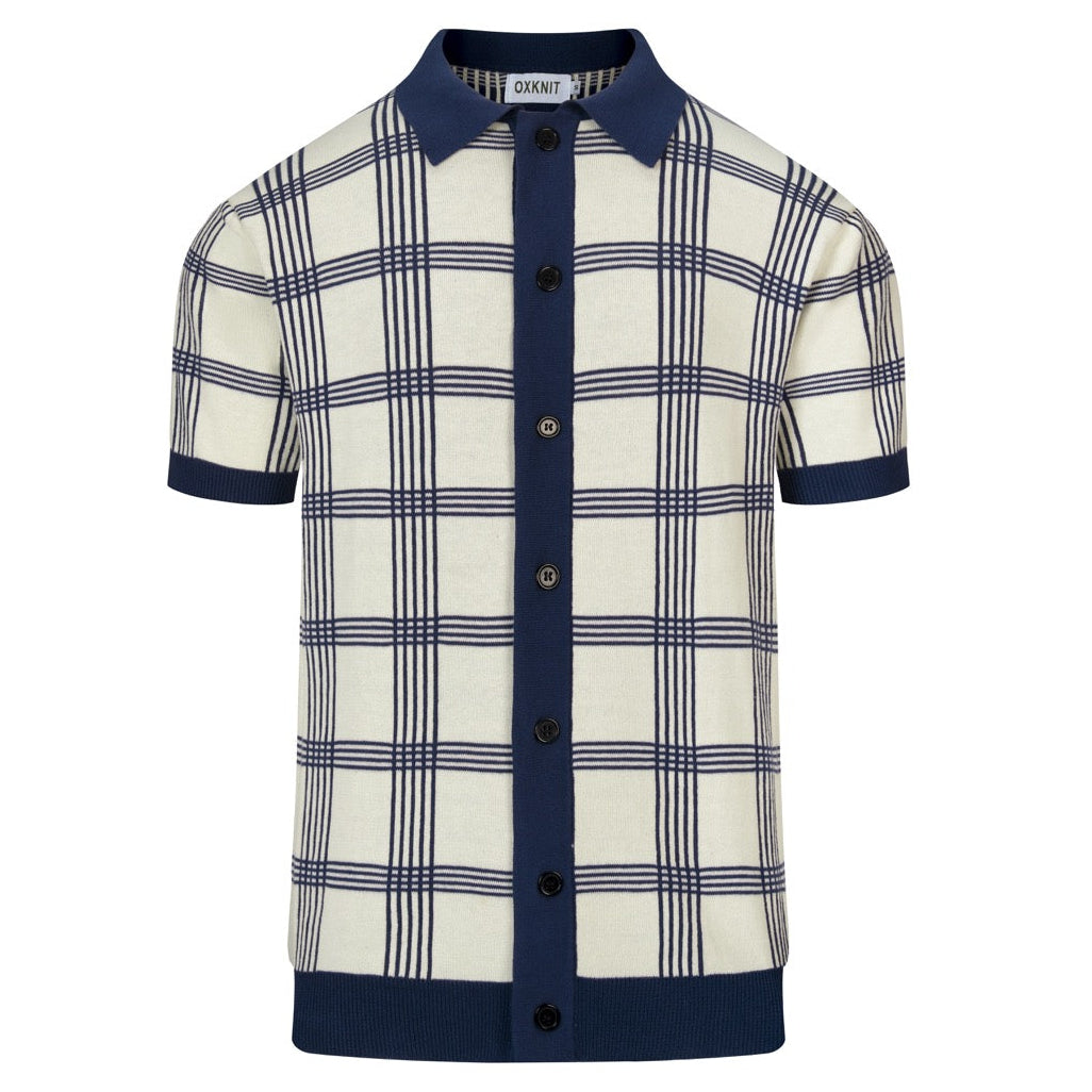 Cardigan vintage en jacquard à rayures bleu foncé pour homme