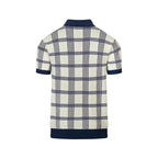 Cardigan vintage en jacquard à rayures bleu foncé pour homme