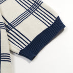 Cardigan vintage en jacquard à rayures bleu foncé pour homme