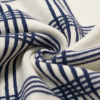 Cardigan vintage en jacquard à rayures bleu foncé pour homme