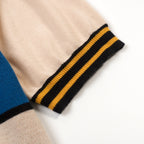 Polo rétro en tricot jacquard géométrique abricot pour homme