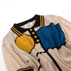 Polo rétro en tricot jacquard géométrique abricot pour homme