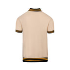 Polo rétro en tricot jacquard géométrique abricot pour homme
