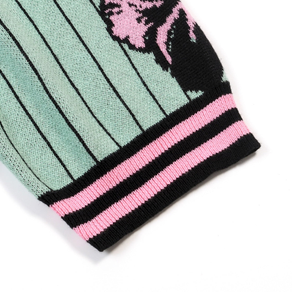 Polo en jacquard à rayures rétro et motif floral bleu sarcelle pour homme