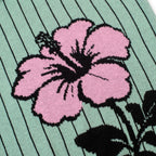 Polo en jacquard à rayures rétro et motif floral bleu sarcelle pour homme