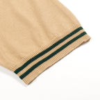 Polo en maille kaki à carreaux pour homme avec broderie de perroquet