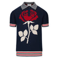Pull en maille jacquard rose vintage à motif pied-de-poule pour homme