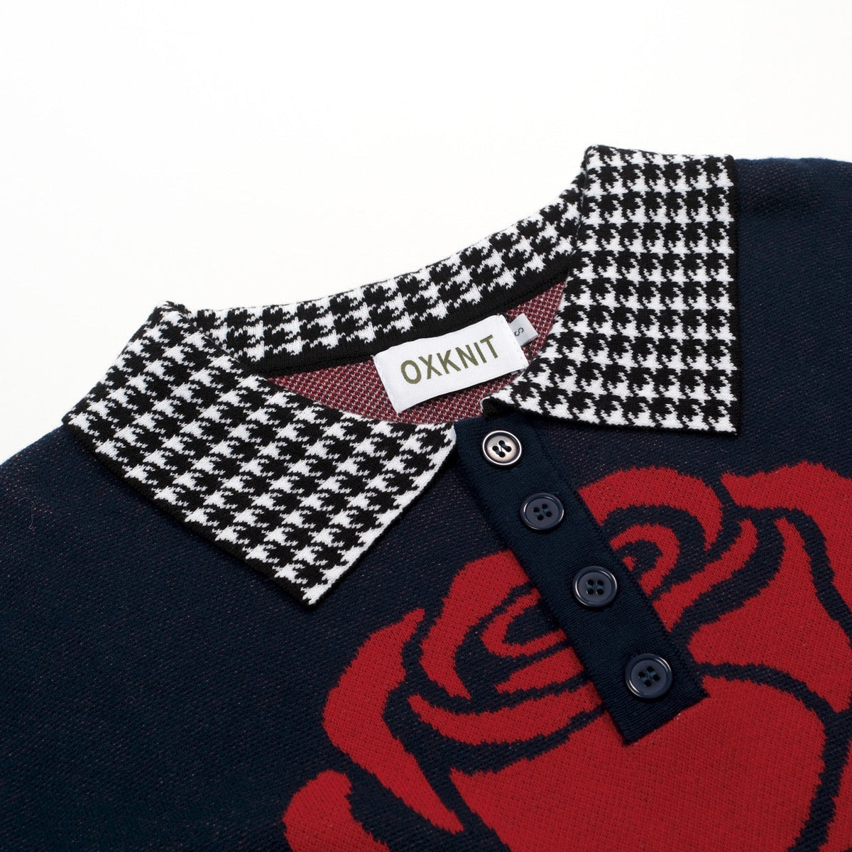 Pull en maille jacquard rose vintage à motif pied-de-poule pour homme