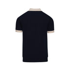 Vintage Polo Tricoté Bleu Foncé avec Broderie Florale pour Homme