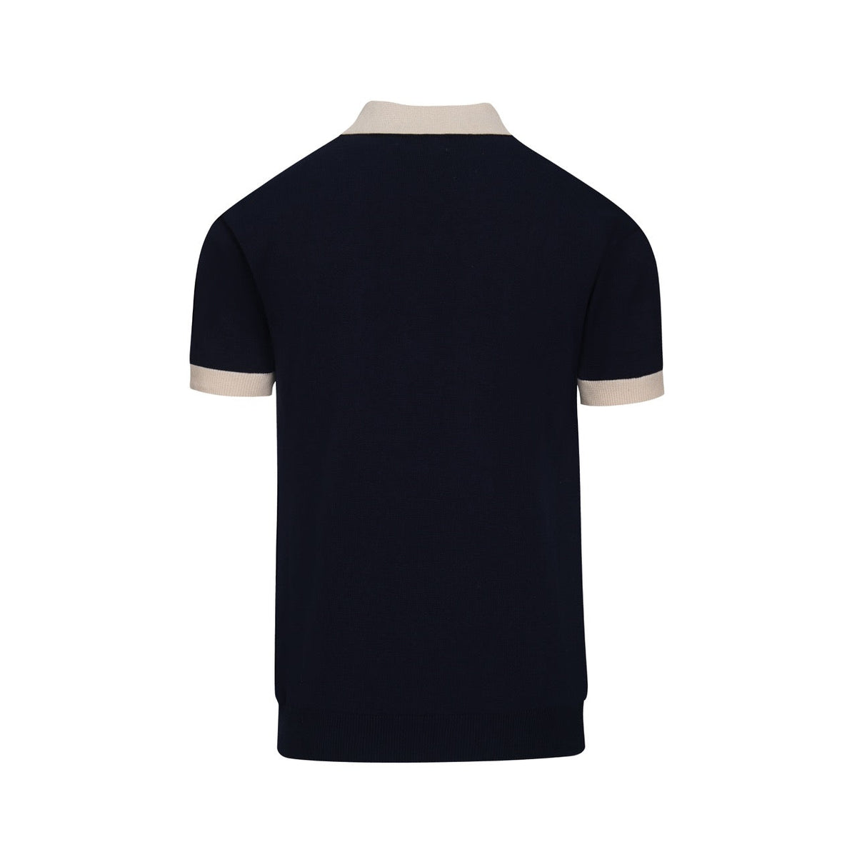 Vintage Polo Tricoté Bleu Foncé avec Broderie Florale pour Homme