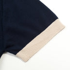 Vintage Polo Tricoté Bleu Foncé avec Broderie Florale pour Homme