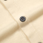 Cardigan vintage à rayures abricot et blanc pour homme, orné de broderies d'oiseaux