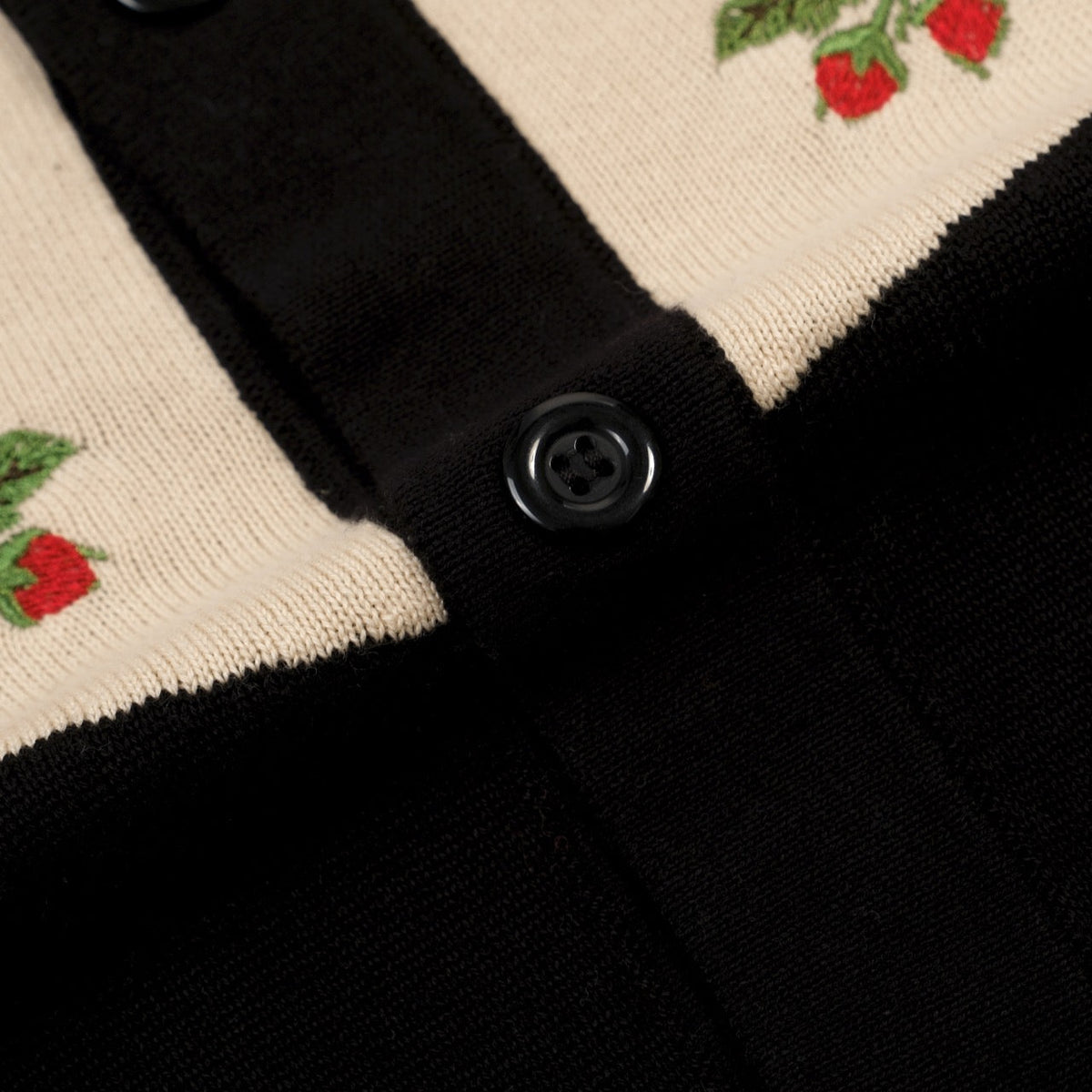Cardigan noir rétro pour homme en tricot avec broderie d'oiseau et de fleur