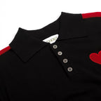 Polo noir à rayures pour homme avec broderie cœur rétro