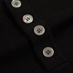 Polo noir à rayures pour homme avec broderie cœur rétro