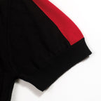 Polo noir à rayures pour homme avec broderie cœur rétro