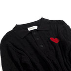 Vintage Noir en Maille pour Homme avec Cœur Brodé