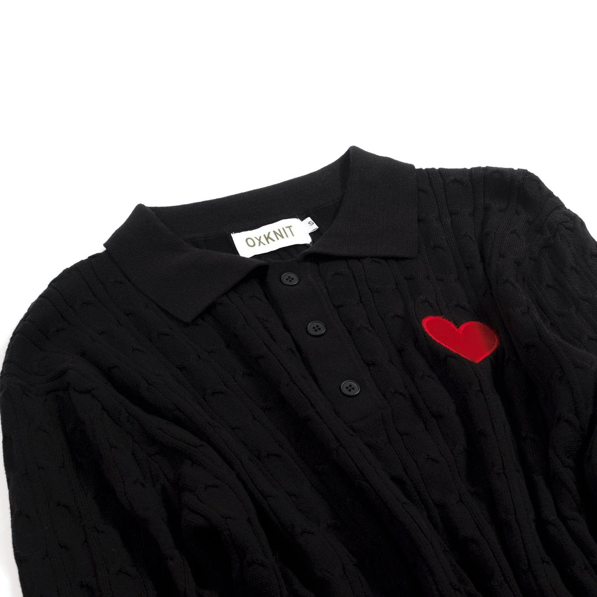 Vintage Noir en Maille pour Homme avec Cœur Brodé