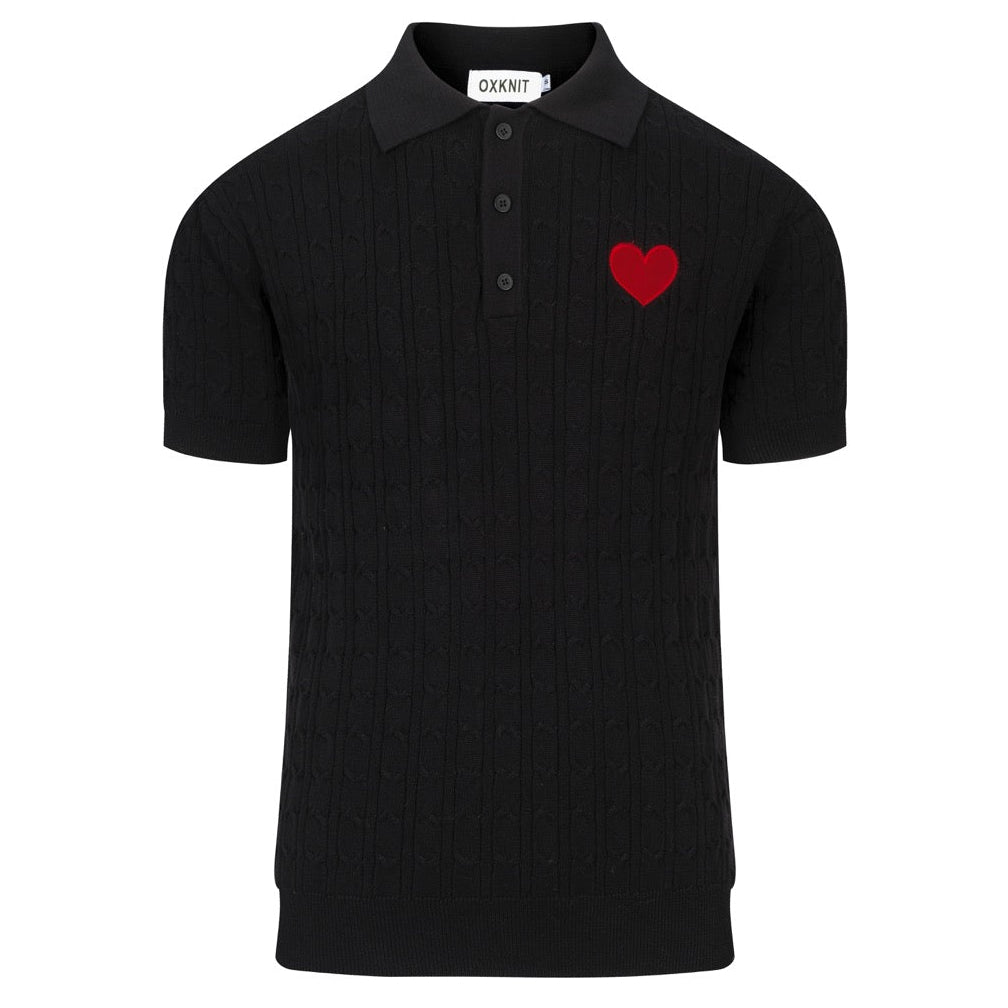 Vintage Noir en Maille pour Homme avec Cœur Brodé