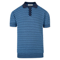 Pull en tricot bleu à carreaux rétro pour homme