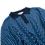 Pull en tricot bleu à carreaux rétro pour homme