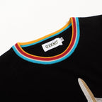 T-shirt noir classique en tricot pour homme avec broderie d'avion vintage
