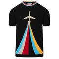 T-shirt noir classique en tricot pour homme avec broderie d'avion vintage