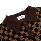 Pull en maille jacquard vintage marron café pour homme