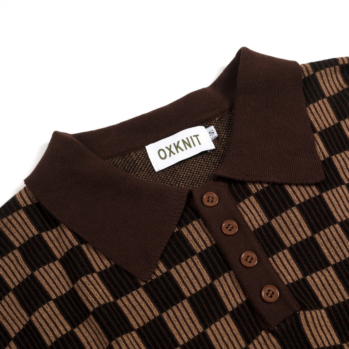 Pull en maille jacquard vintage marron café pour homme