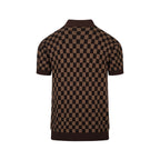 Pull en maille jacquard vintage marron café pour homme