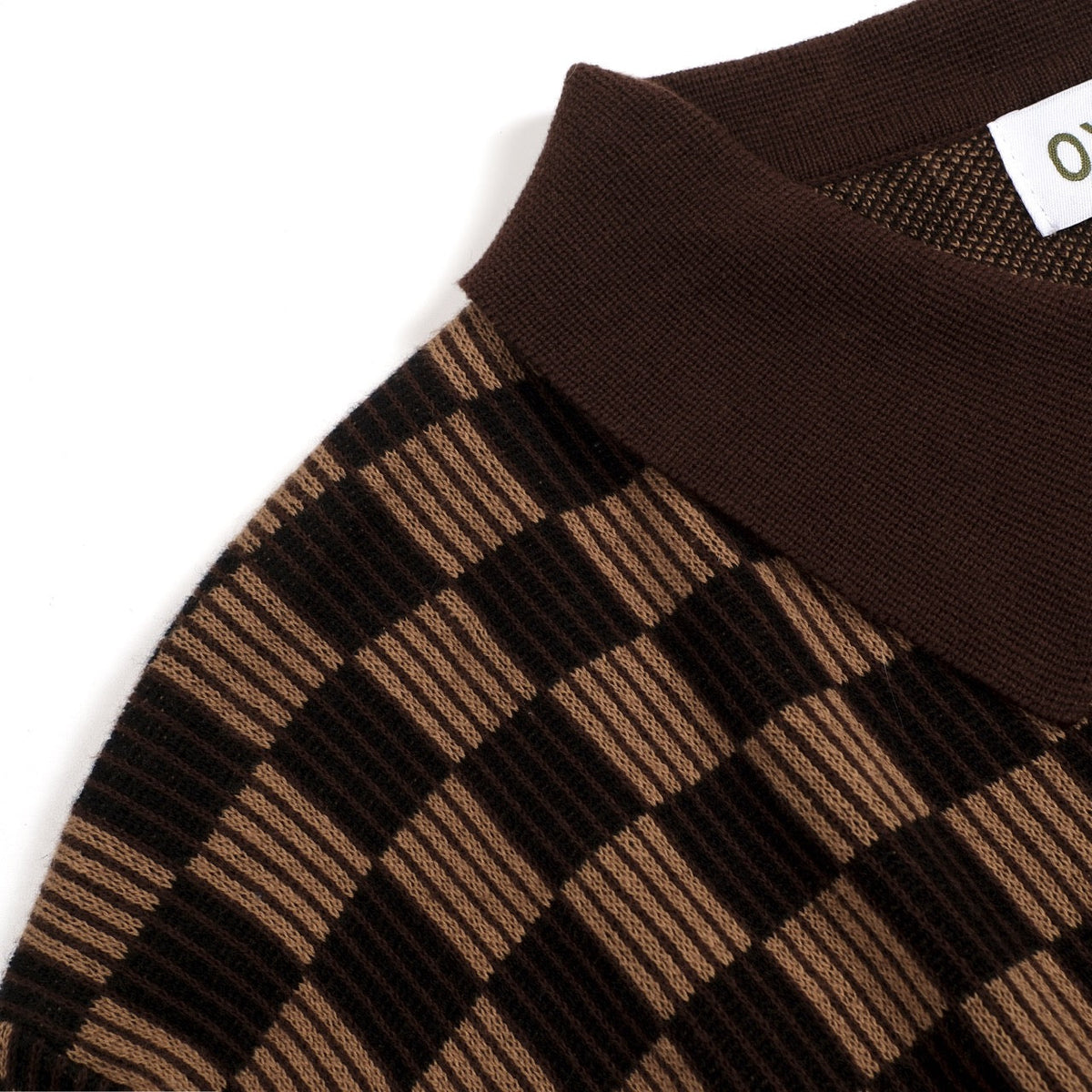 Pull en maille jacquard vintage marron café pour homme