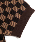 Pull en maille jacquard vintage marron café pour homme