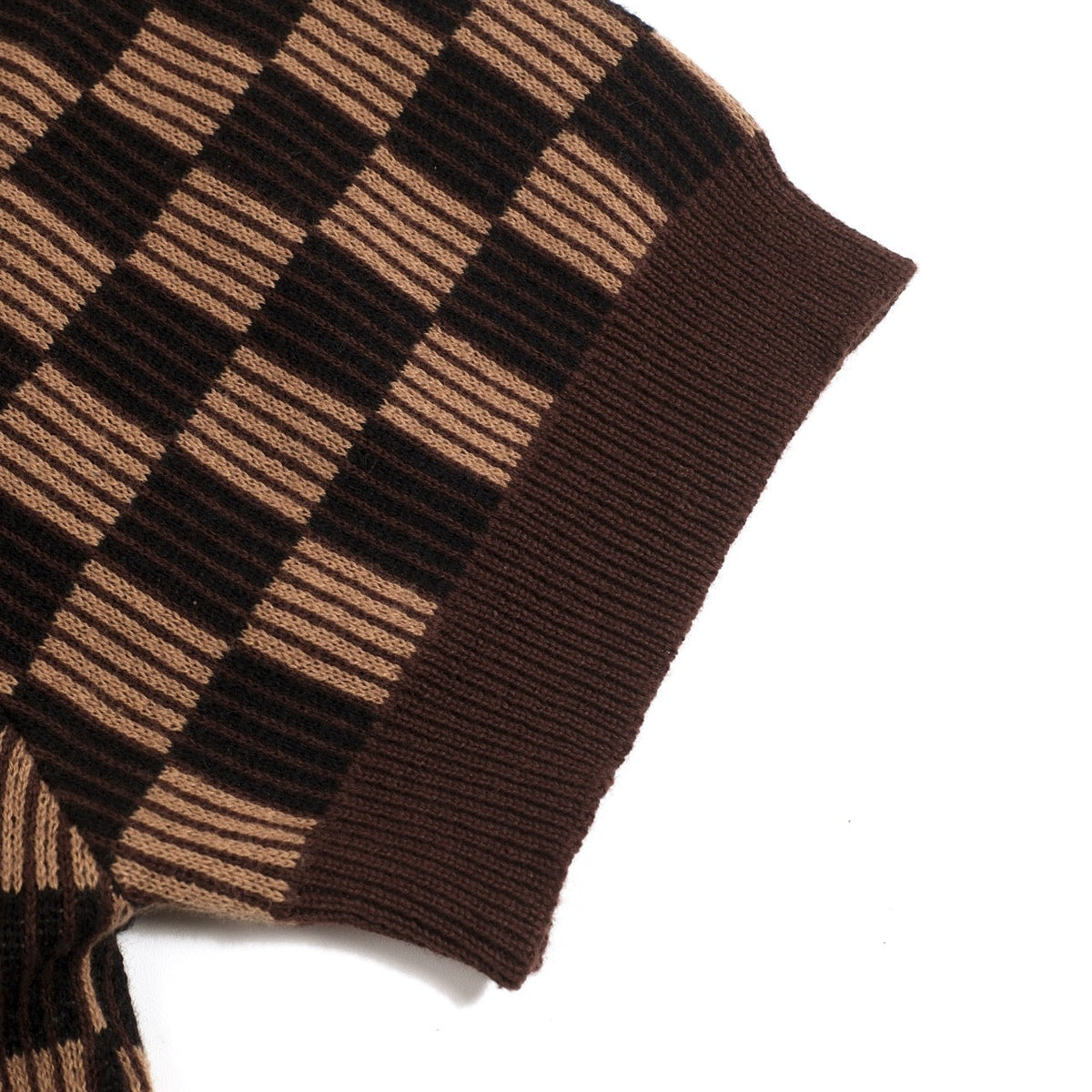Pull en maille jacquard vintage marron café pour homme